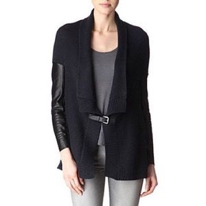 Maje Alana Leather Sleeve Cardigan